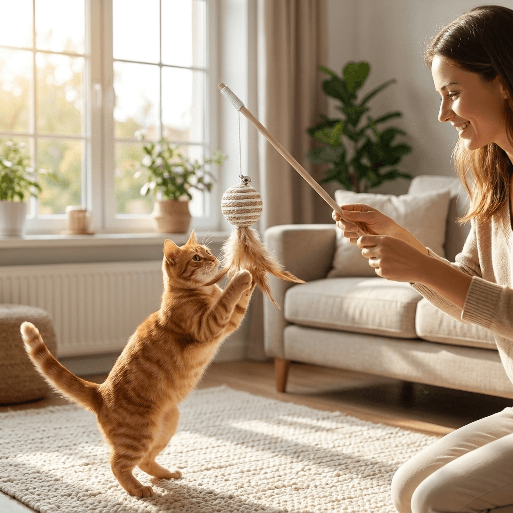 Feather Cat Wand Toy – Interactive Play with Wooden Handle — view 4 of 6