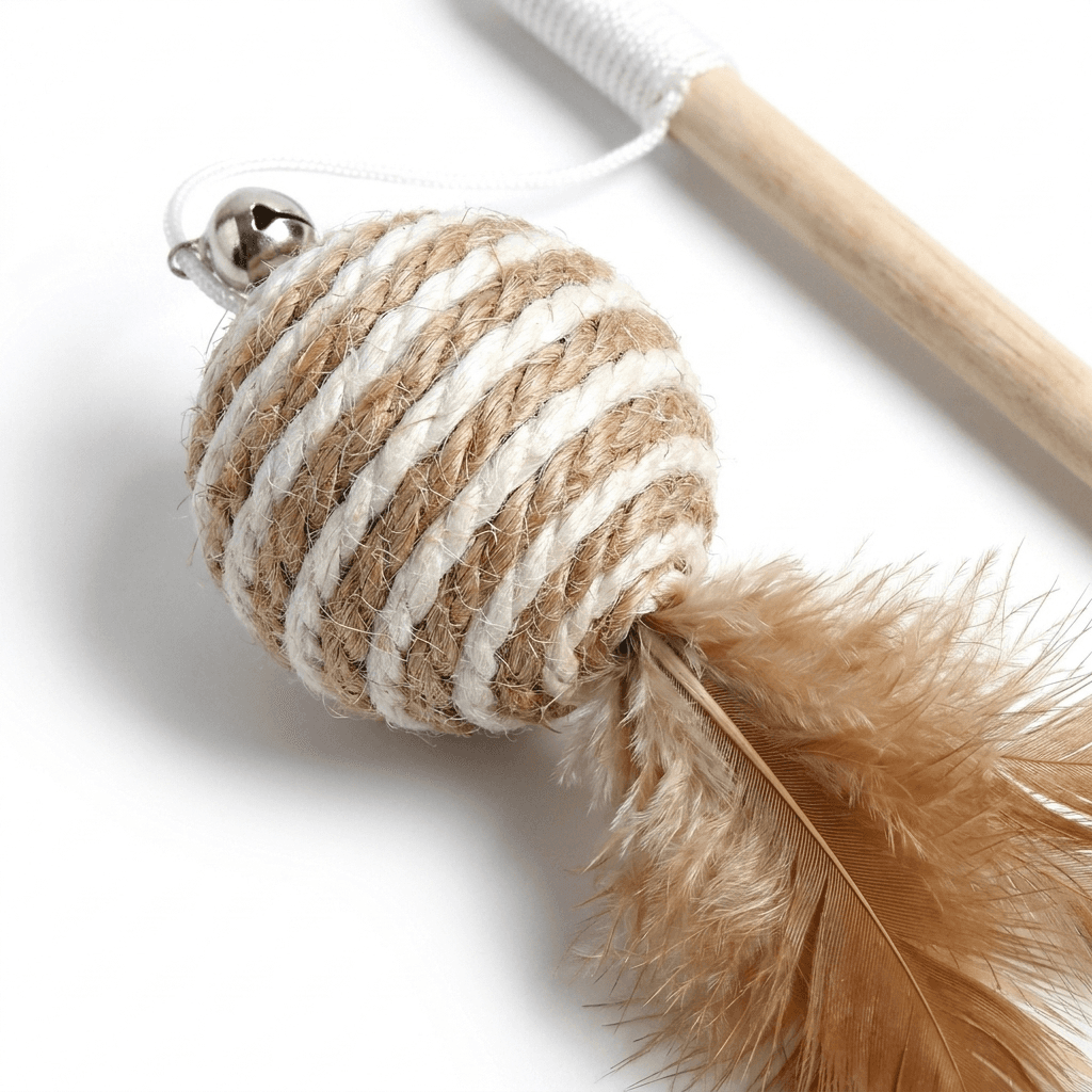 Feather Cat Wand Toy – Interactive Play with Wooden Handle — view 3 of 6