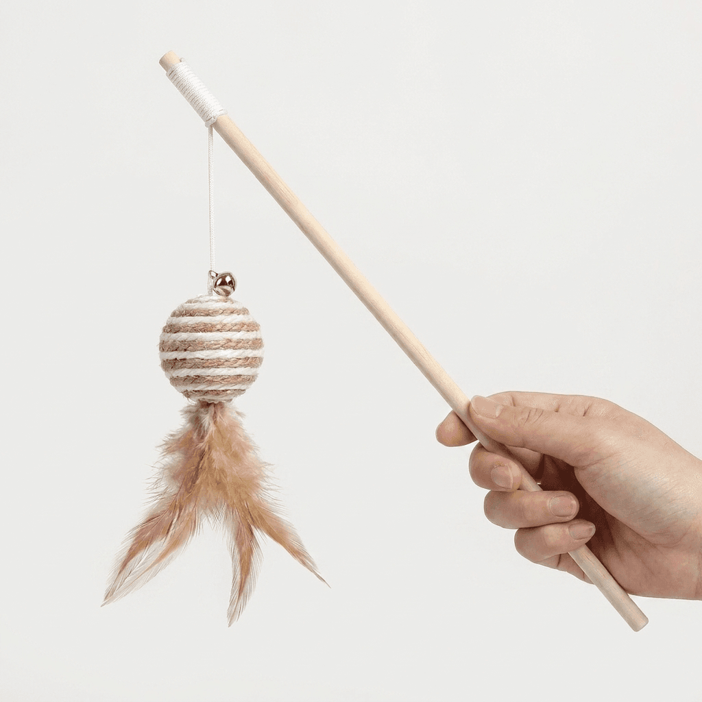 Feather Cat Wand Toy – Interactive Play with Wooden Handle — view 5 of 6