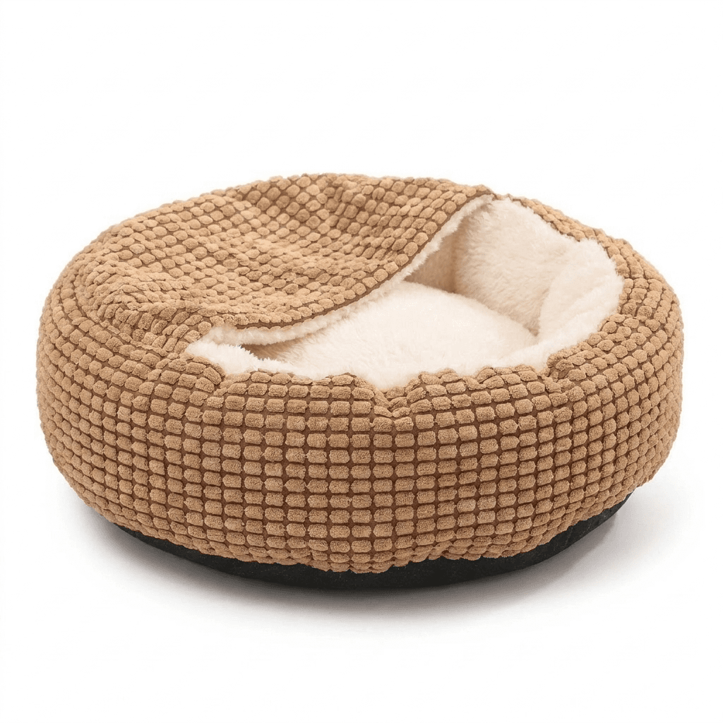 Round Pet Bed – Cozy Comfort with Fluffy Plush Cushion — for cats — view 2 of 6